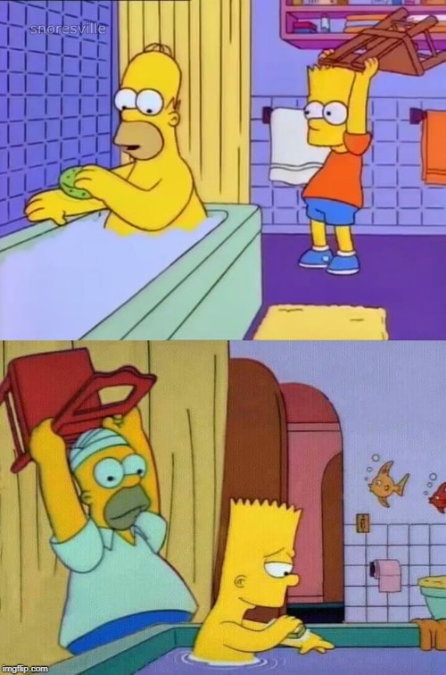 Bart hits Homer with chair homar revenge the simpsons meme templates