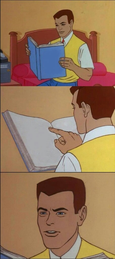 Peter Parker Reading a Book meme template