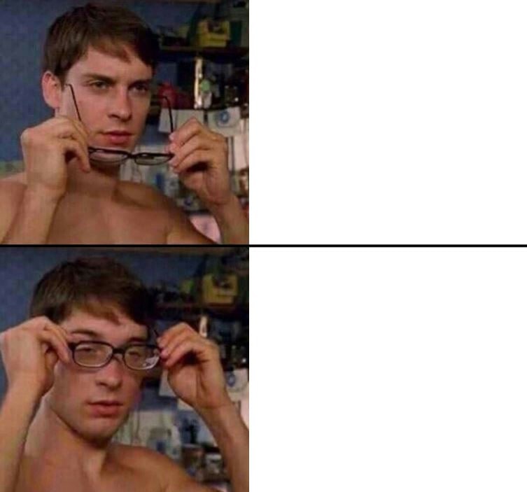 Peter Parkers Glasses meme template