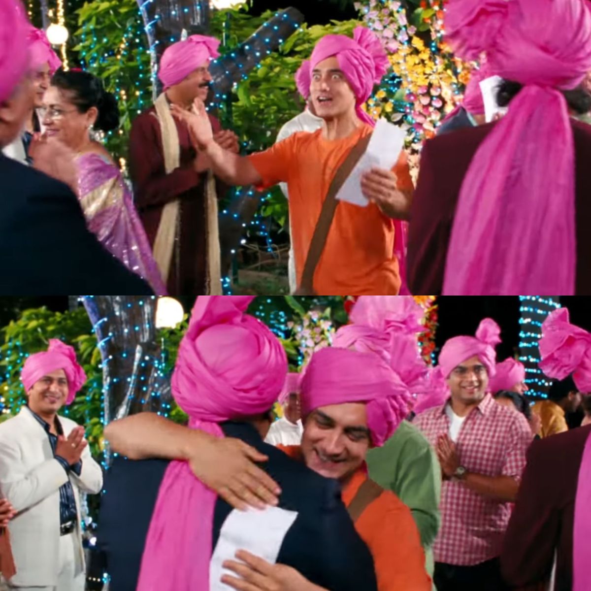 Aamir Khan Hugging A Stranger At A Wedding in 3idiots meme template