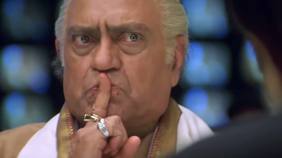 amrish puri shut up gesture in Nayak movie meme template