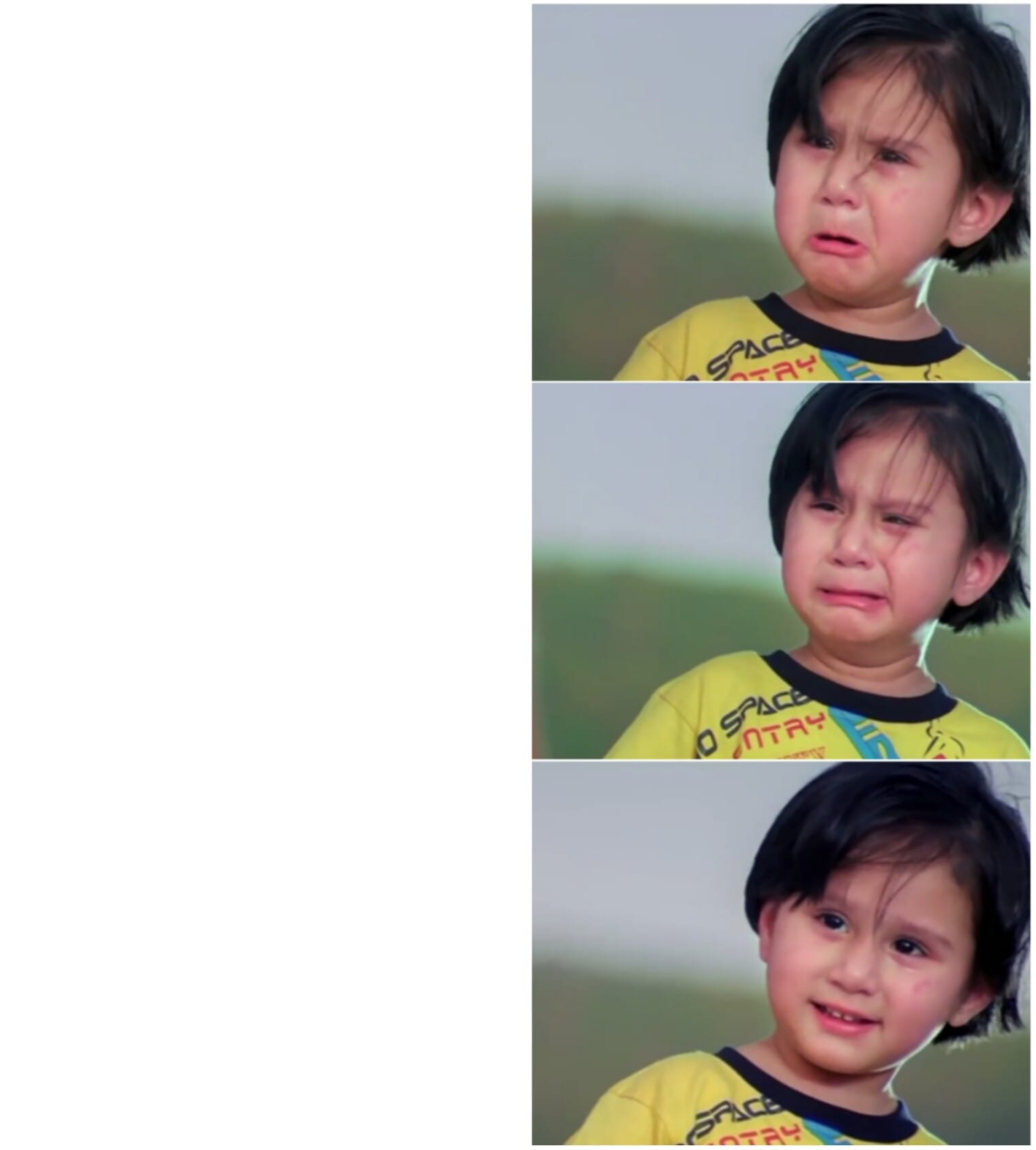 dhamaal small girl crying then smiling meme template