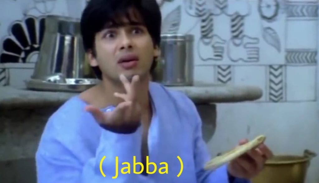 Jabba shahid kapoor in chup chup ke as a dumb meme