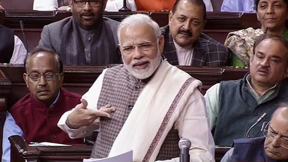 Narendra Modi in the Rajya Sabha giving speech meme