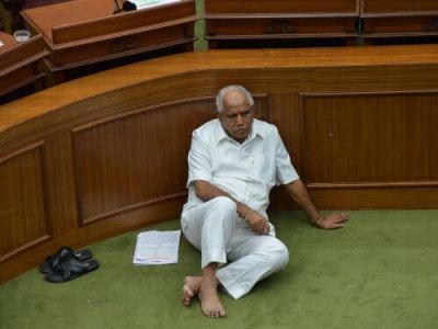 Yeddyurappa Sitting On Dharna At The Well of the Assembly